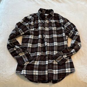Croft & Barrow Dark Brown and White Plaid Shirt